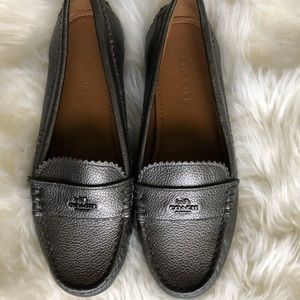 NWOT Coach Silver Grey Loafers